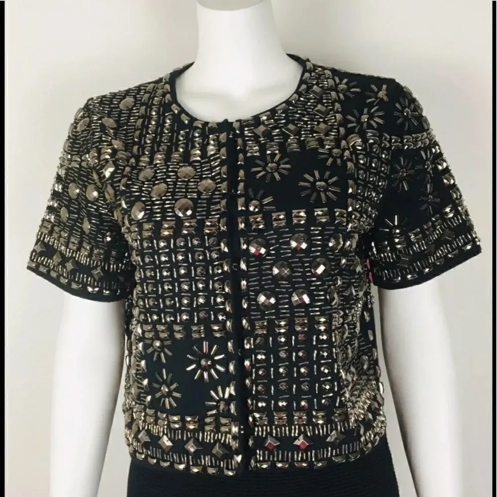 Studded Metallic Metal Short Sleeve Jacket